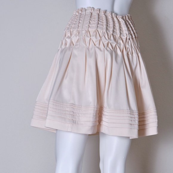 MaxMara: Pleaded Cream Mini Skirt - Picture 6 of 12
